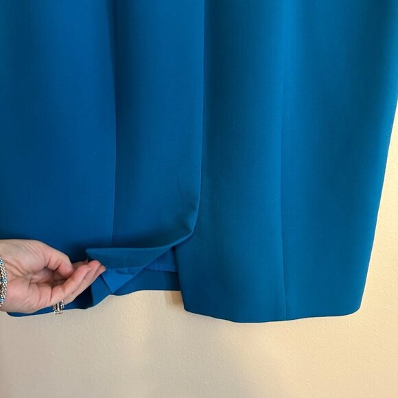 BOSS by Hugo Boss Delura Stretch Wool Blend Sheath Dress Turquoise Blue Size 4 - Picture 6 of 11